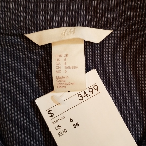 NWT H&M Navy/Light Blue Button Down Dress - Picture 3 of 8